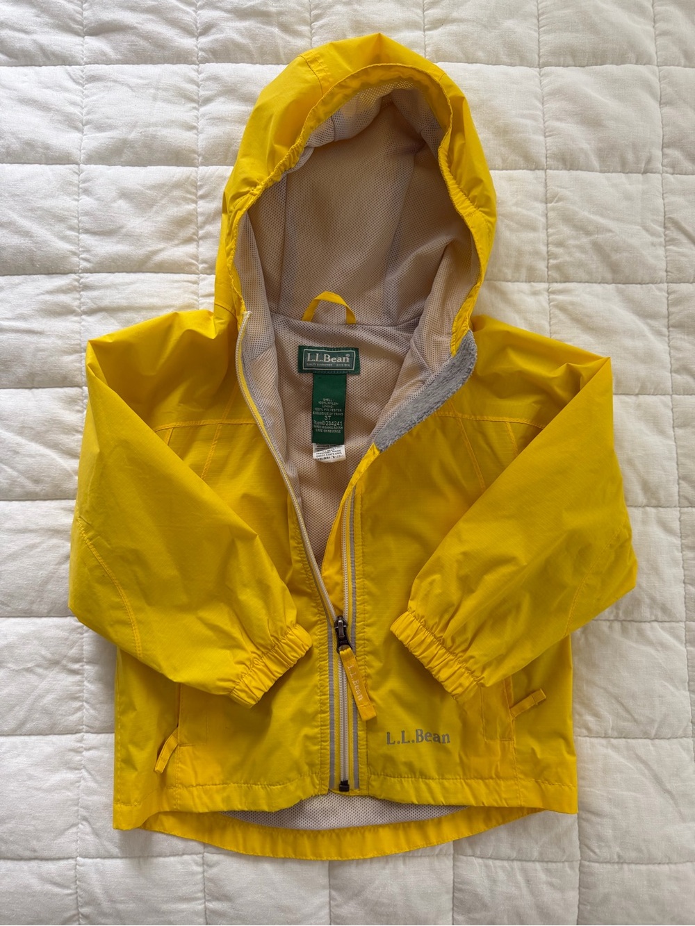 L.L. Bean Bright Yellow Kids Hooded Raincoat